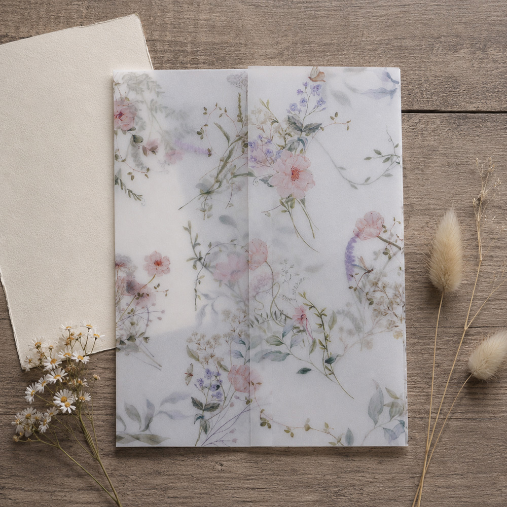 Jackets - 20/50pcs Vellum Wrap with Watercolor Wildflowers,DIY