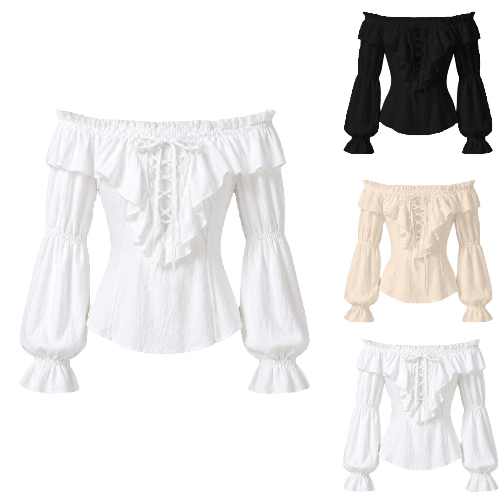 Women Pirate Shirt Renaissance - đánh giá và giá Medieval Gothic Lace Up Pirate Shirt