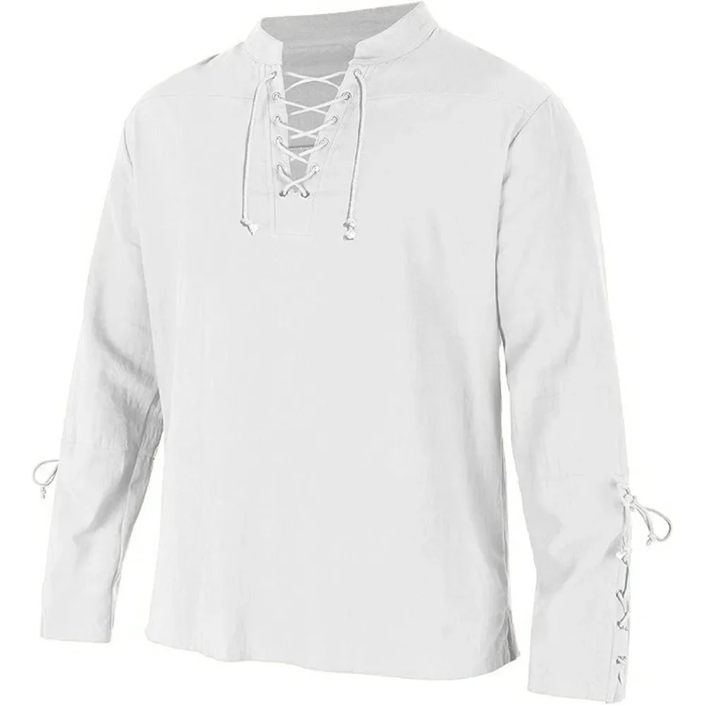 Men's Long Sleeve Shirts Lace  - đánh giá và giá Medieval Gothic Lace Up Pirate Shirt