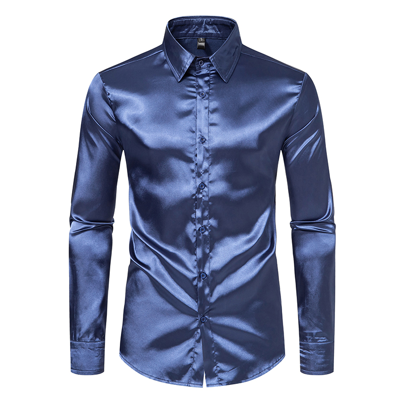 Men's Black Satin Luxury Dress - đánh giá và giá Mens Satin Silk Dress Shirt