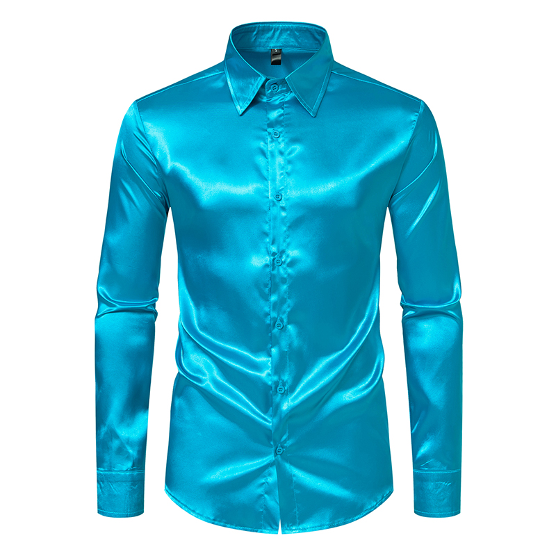 Men's Black Satin Luxury Dress - đánh giá và giá Mens Satin Silk Dress Shirt