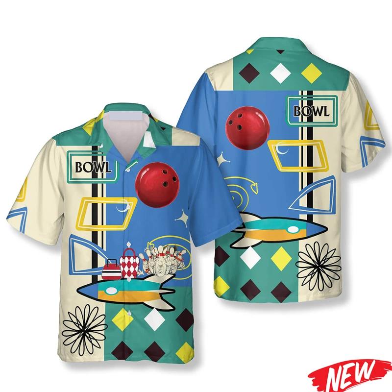 Classic Bowling Pattern Hawaii - đánh giá và giá Short Sleeve Bowling Shirt Retro
