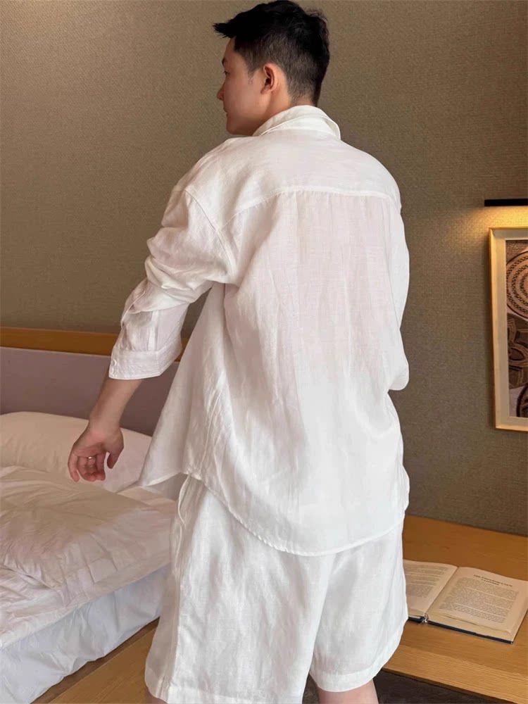 Lightweight Breathable Cotton  - đánh giá và giá Mens Linen Shirt Long Sleeve