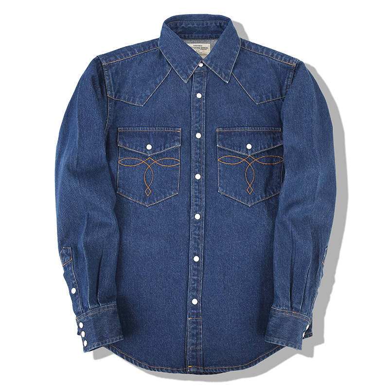 American Wash Vintage Denim Sh - đánh giá và giá Mens Western Denim Pearl Snap Shirt