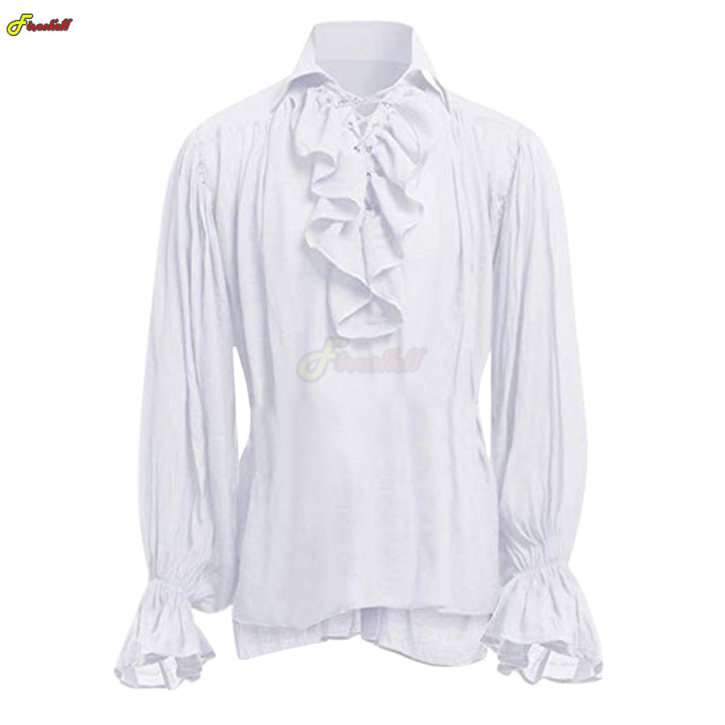 Nam Halloween Phối Ren Cướp Bi - đánh giá và giá Medieval Gothic Lace Up Pirate Shirt