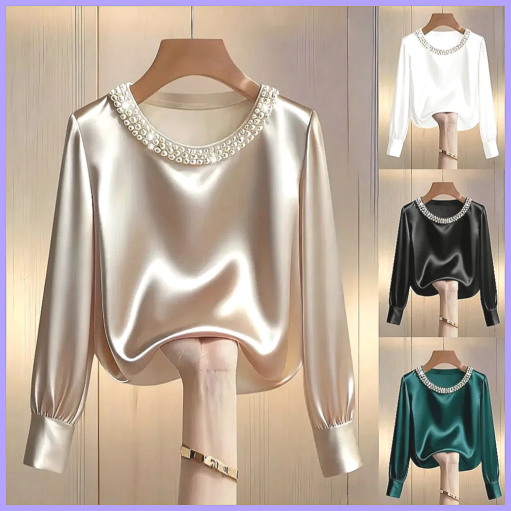 Elegant Beaded Satin Blouse fo - đánh giá và giá Shirts