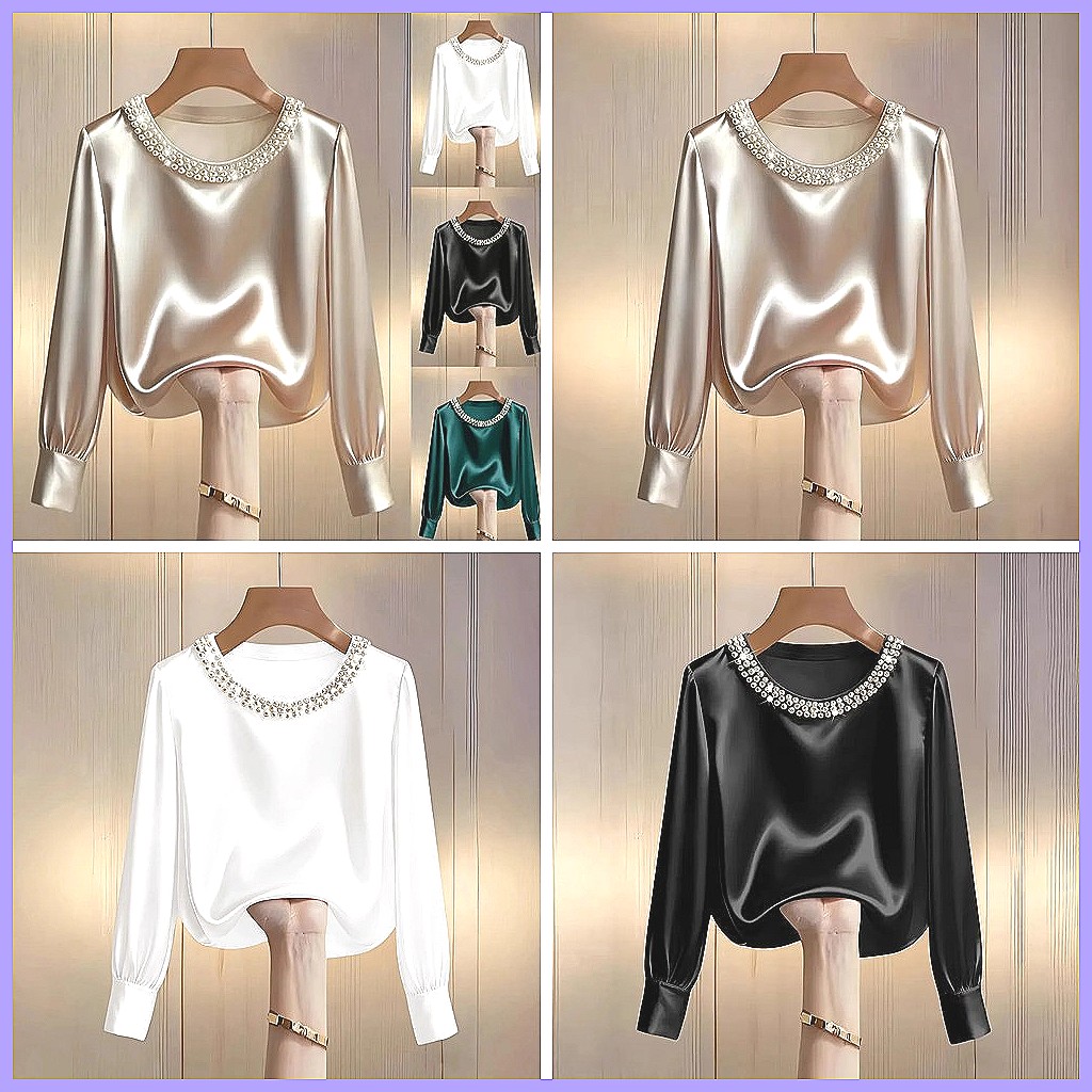 Elegant Beaded Satin Blouse fo - đánh giá và giá Shirts