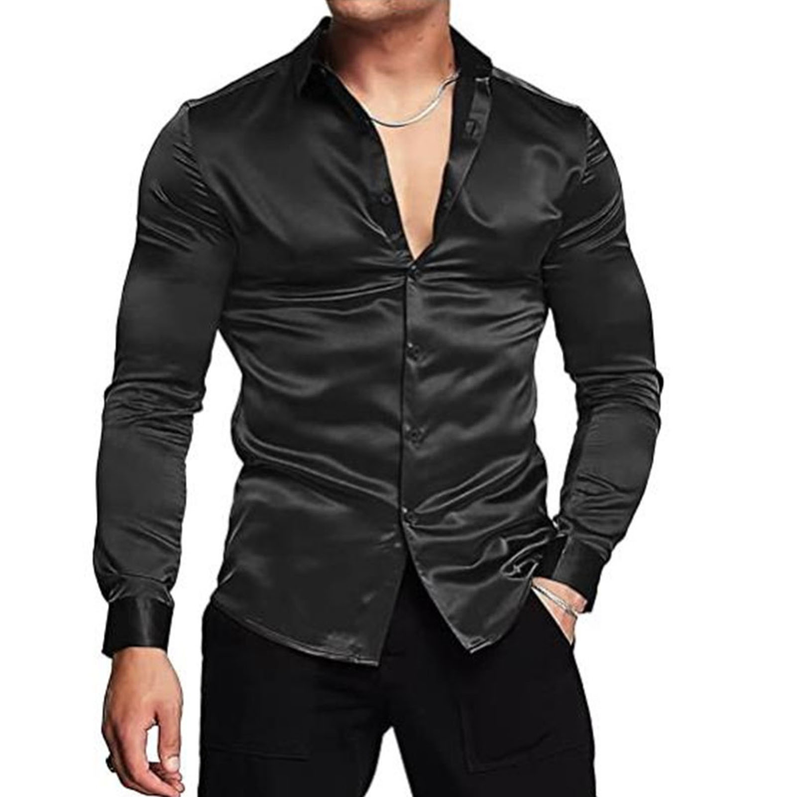 Spring Autumn Silk Satin Shirt - đánh giá và giá Mens Satin Silk Dress Shirt