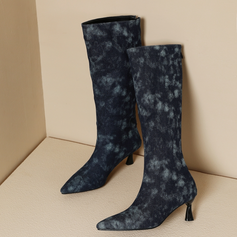 Blue Jeans Knee High Boots Wom - đánh giá và giá Jeans