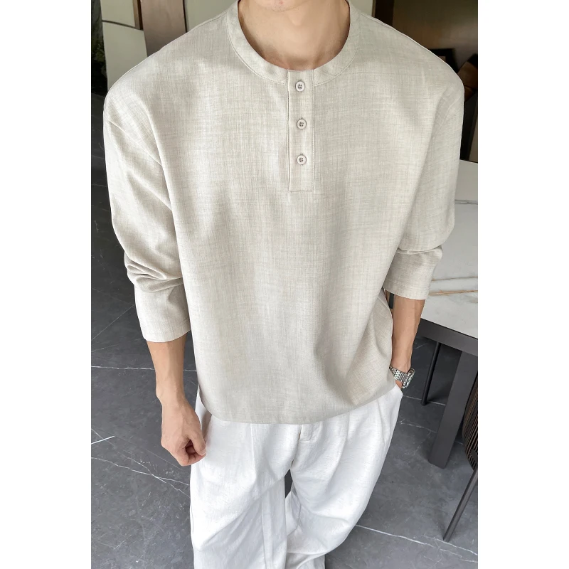 Mens Casual Faux Linen Henley  - đánh giá và giá Mens Linen Shirt Long Sleeve