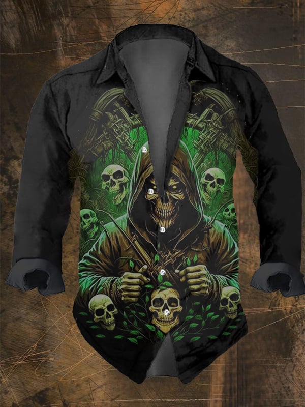Halloween Men's Dark Skull Pri - đánh giá và giá Vintage Hawaiian Floral Shirt