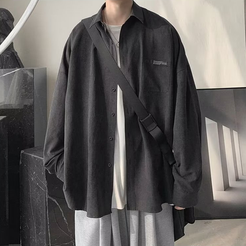 Korean Fashion Black Long Slee - đánh giá và giá Corduroy Button Up Shirt Men