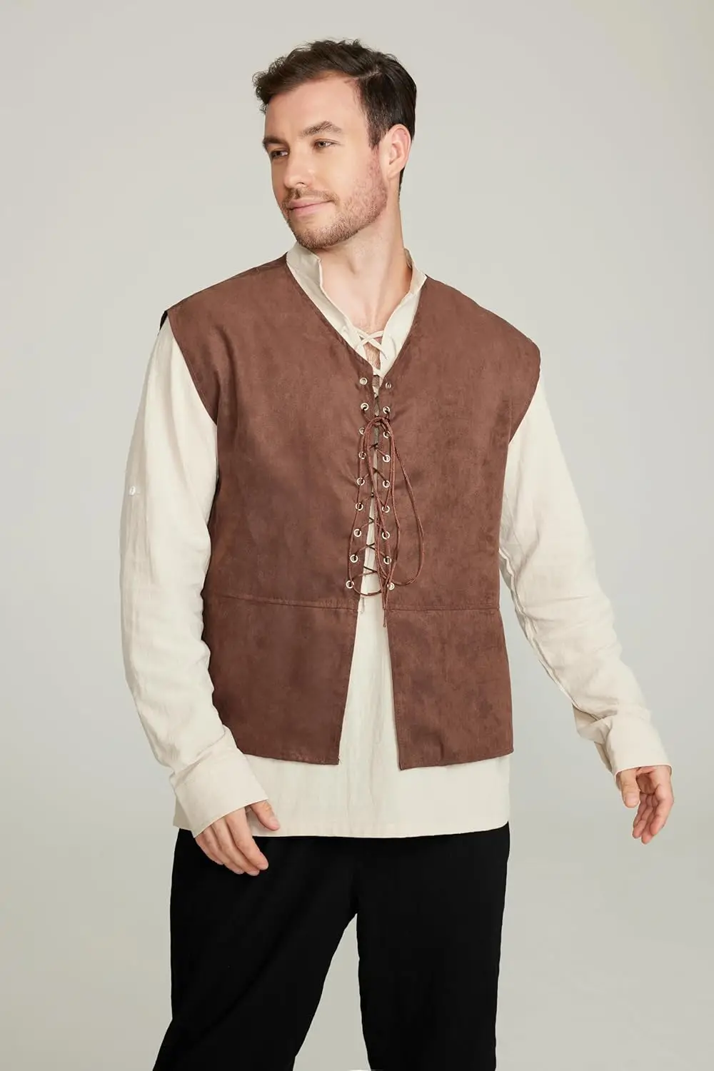 2-piece Set Men's Medieval Pir - đánh giá và giá Medieval Gothic Lace Up Pirate Shirt