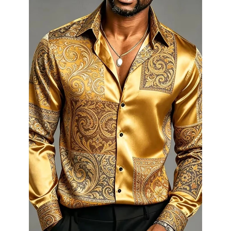 Satin Silk Long Sleeve Baroque - đánh giá và giá Mens Satin Silk Dress Shirt