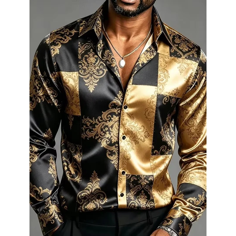 Satin Silk Long Sleeve Baroque - đánh giá và giá Mens Satin Silk Dress Shirt