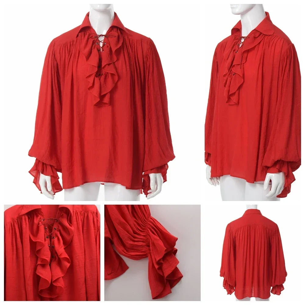 Men Pirate Shirt Vampire Princ - đánh giá và giá Medieval Gothic Lace Up Pirate Shirt