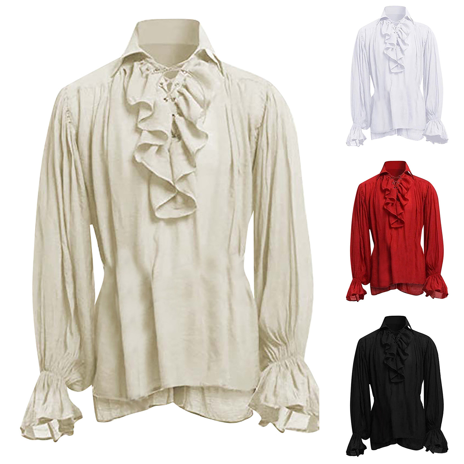 Mens Halloween Lace Up Pirate  - đánh giá và giá Medieval Gothic Lace Up Pirate Shirt