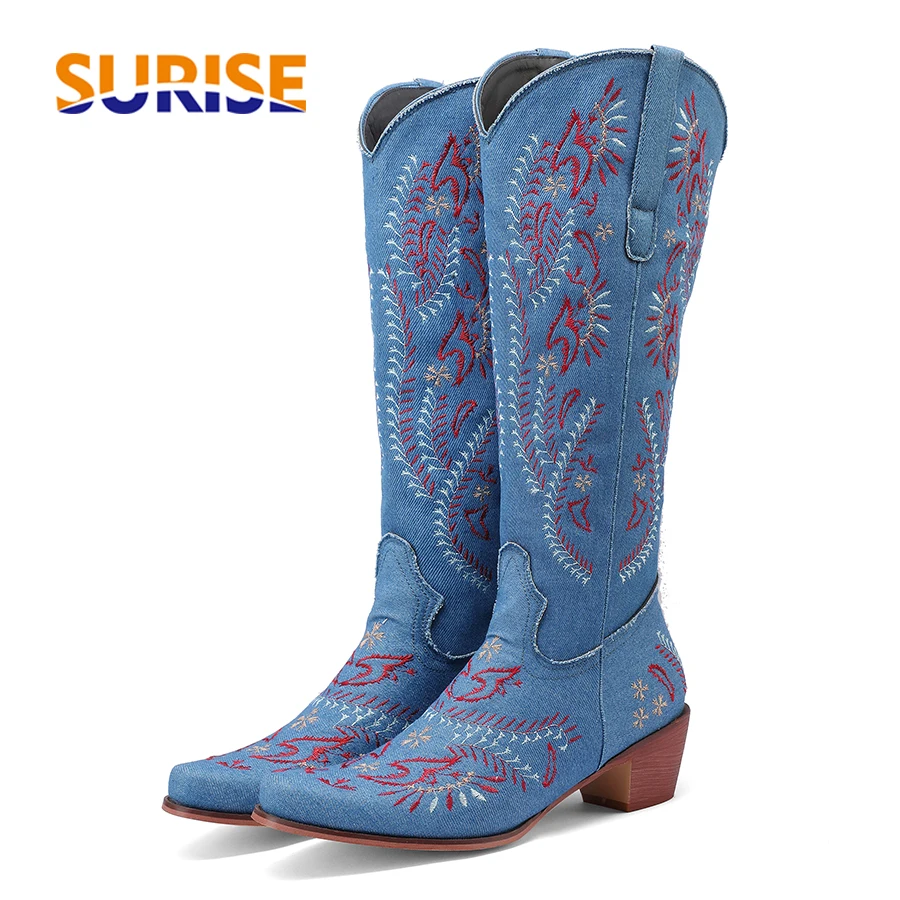 Blue Denim Western Cowgirl Kne - đánh giá và giá Jeans