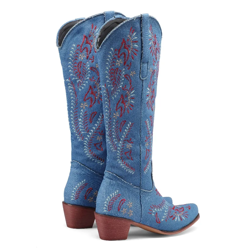 Blue Denim Western Cowgirl Kne - đánh giá và giá Jeans