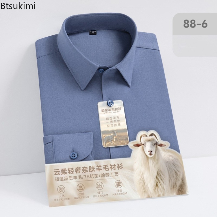 New Hight Quality Wool Modal L - đánh giá và giá Mandarin Collar Formal Shirt Slim Fit